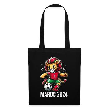 Maroc 2024 Maillot Lion Marocain Supporter Foot - Sac en tissu - noir - Devant