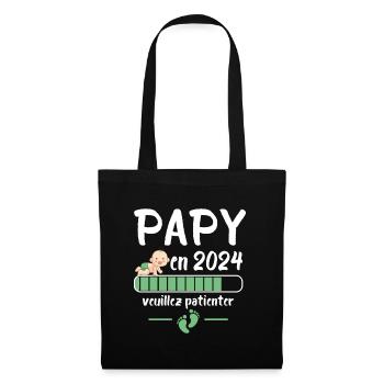 Papy Annonce Grossesse Futur Grand Père 2024 - Sac en tissu - noir - Devant