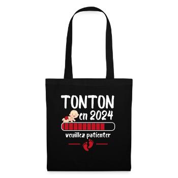 Cadeau Tonton Annonce Grossesse Futur Oncle 2024 - Sac en tissu - noir - Devant
