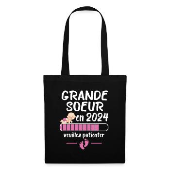 Grande Soeur Annonce Grossesse Future Soeur 2024 - Sac en tissu - noir - Devant