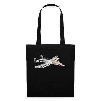 A-10 Warthog Military Airplane Jet Aircraft A10 - Stoffbeutel - Schwarz - Vorne