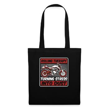 Motorrad Biker Motorbike Motorcycle Therapy - Stoffbeutel - Schwarz - Vorne