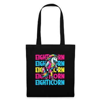 80s Achtziger Einhorn Eighticorn - Stoffbeutel - Schwarz - Vorne