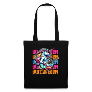 E Gitarre Elektrogitarre Einhorn Guitarcorn - Stoffbeutel - Schwarz - Vorne