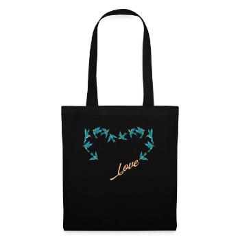 Colibri Coeur Coeur Amour Oiseau - Sac en tissu - noir - Devant