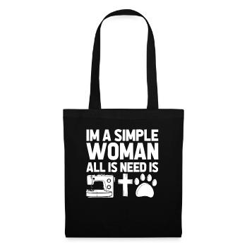 Nähen Nähmaschine Dog Im A Simple Woman Sewing - Stoffbeutel - Schwarz - Vorne