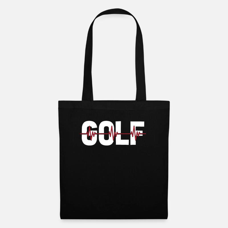 Golf Golfer Golfen Ekg Heartbeat - Stoffbeutel - Schwarz