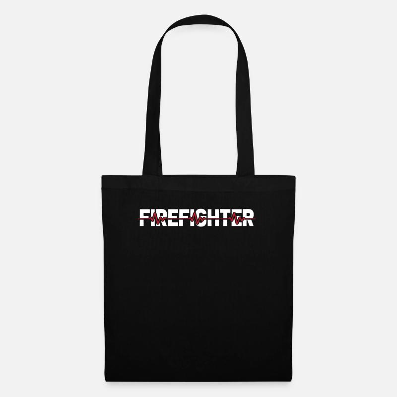Feuerwehrmann Ekg Heartbeat - Stoffbeutel - Schwarz