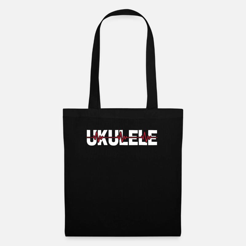 Ukulele Ekg Heartbeat - Stoffbeutel - Schwarz