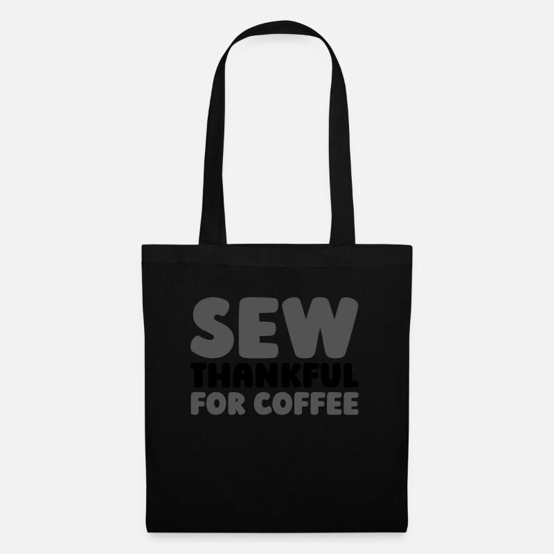 Nähen Nähmaschine Kaffee - Stoffbeutel - Schwarz