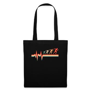 Coureur Jogger Coureur Courir Électrocardiogramme - Sac en tissu - noir - Devant