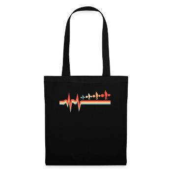 Powerlifting Powerlifter Ekg Heartbeat - Stoffbeutel - Schwarz - Vorne