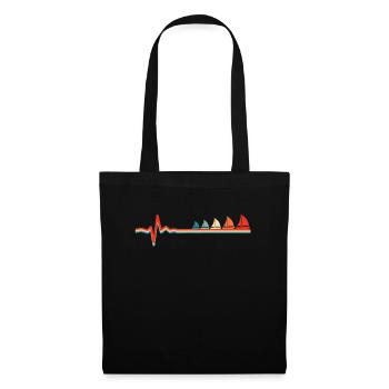 Voilier Voilier Ekg Heartbeat - Sac en tissu - noir - Devant