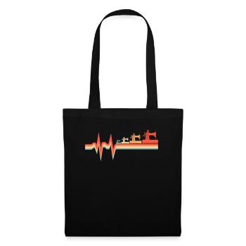 Sewing Machine Ekg Heartbeat - Tote Bag - black - Front