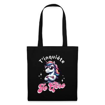 T'inquiète Je Gère Licorne Cool Cadeau Magique - Sac en tissu - noir - Devant