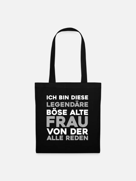 Schwarzer Humor Böse Alte Frau - Stoffbeutel - Schwarz