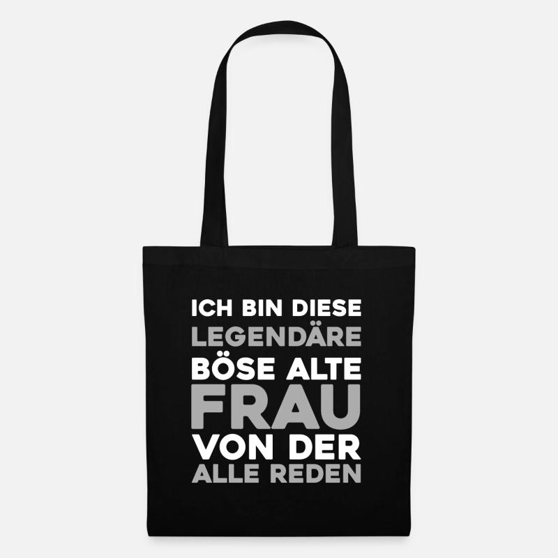 Schwarzer Humor Böse Alte Frau - Stoffbeutel - Schwarz