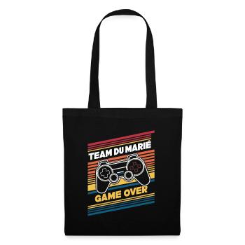 Team Du Groom Game Over Mari Geek Humor - Stoffbeutel - Schwarz - Vorne
