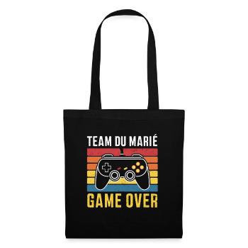 Team Du Marié Game Over Mari Geek Humour - Sac en tissu - noir - Devant