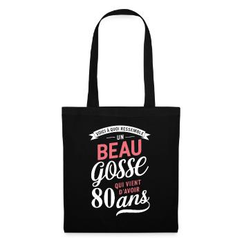 Un Beau Gosse De 80 Ans Cadeau Anniversaire Drôle - Sac en tissu - noir - Devant