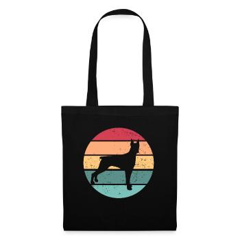 Dobermann Retro Sonnenuntergang Haustier Dobie Hau - Stoffbeutel - Schwarz - Vorne