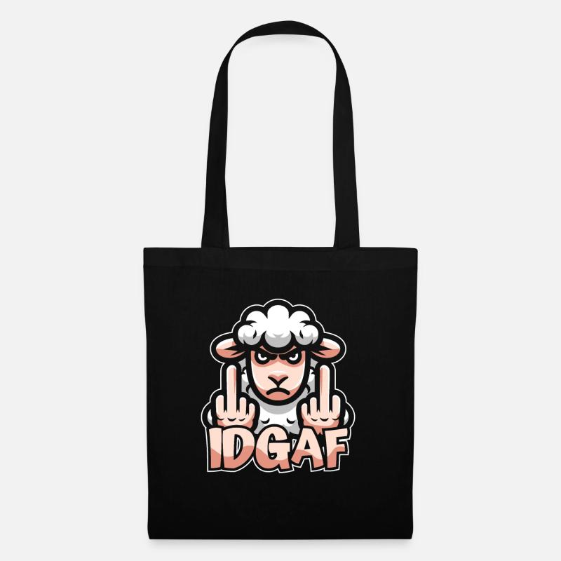 Schaf Es Ist Mir Scheißegal Idgaf - Stoffbeutel - Schwarz
