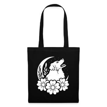 Australian Shepherd Wilde Blumen Floral Moon - Stoffbeutel - Schwarz - Vorne