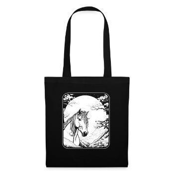 Cheval Équitation Japon Cerisier Fleur Lune - Sac en tissu - noir - Devant