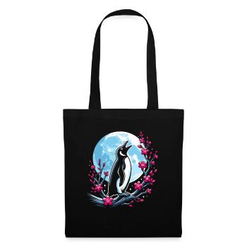 Pinguin Japan Cherry Blossom Moon - Stoffbeutel - Schwarz - Vorne