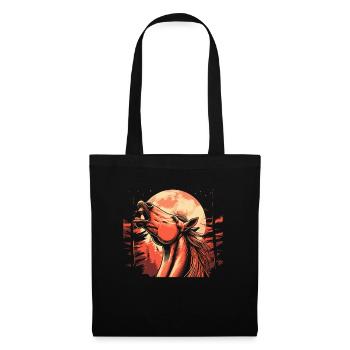 Cheval Équitation Lune Hurlement - Sac en tissu - noir - Devant