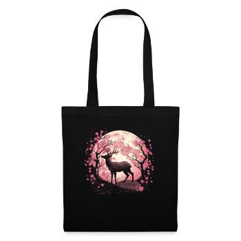 Hirsch Japan Cherry Blossom Moon - Stoffbeutel - Schwarz - Vorne