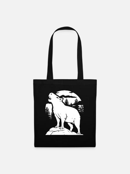 Capybara Wasserschwein Moon Howling - Stoffbeutel - Schwarz