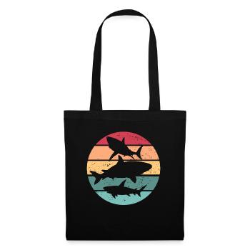 Haie Retro Sonnenuntergang Vintage Hai-Liebhaber R - Stoffbeutel - Schwarz - Vorne