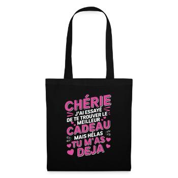 Chérie Trouver Le Meilleur Cadeau Couple Amour - Sac en tissu - noir - Devant