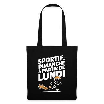 Sportif Du Dimanche À Partir De Lundi Humour Sport - Sac en tissu - noir - Devant