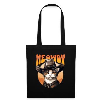 Meowdy Cowboy Cat Lustige Grüß dich Meowdy Cowboy - Stoffbeutel - Schwarz - Vorne