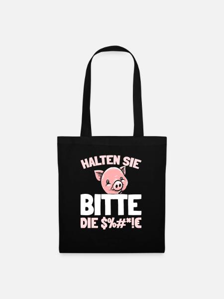 Schwein Schweinebauer - Stoffbeutel - Schwarz