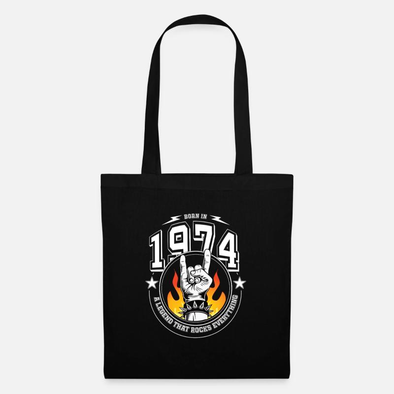 1974 Geburtstag, rockt alles - Stoffbeutel - Schwarz