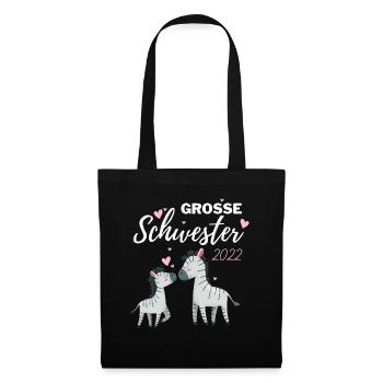 Grosse Schwester 2022 Zebra Shirt süß geschenk - Stoffbeutel - Schwarz - Vorne