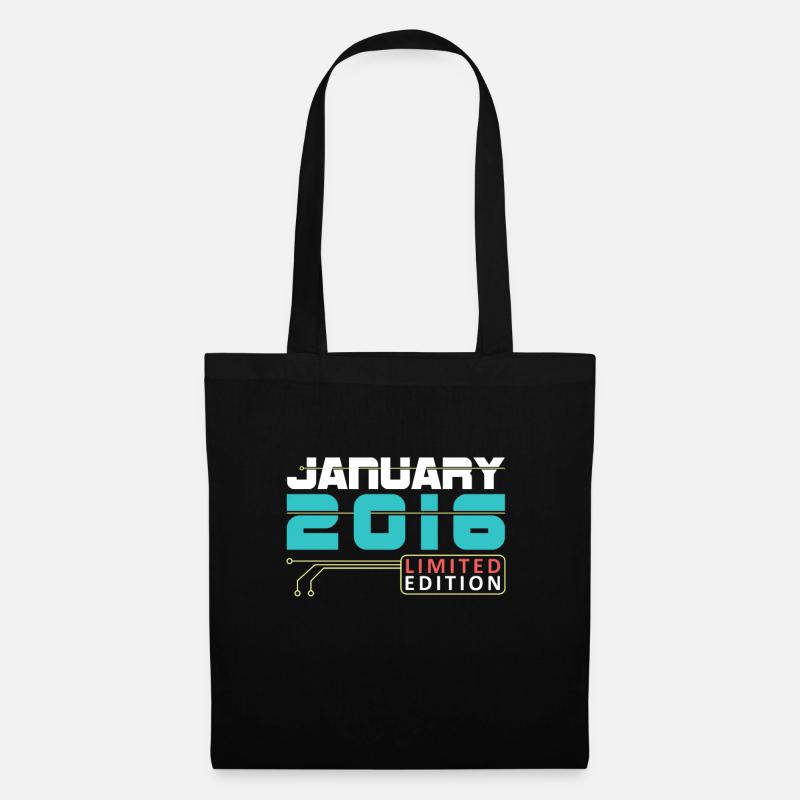January 2016 - Geburtstag im Januar - Stoffbeutel - Schwarz