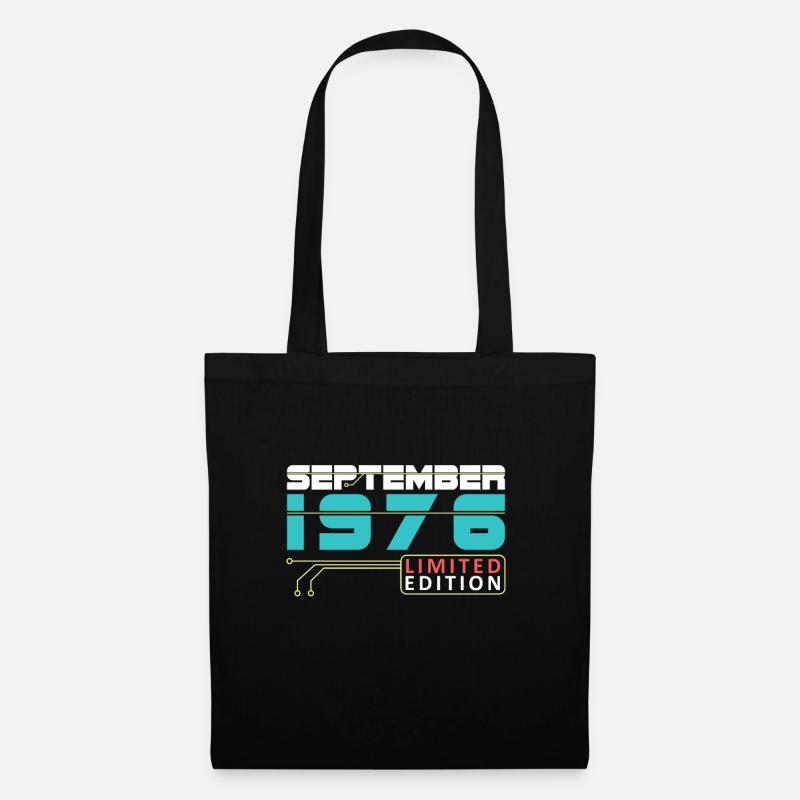 September 1976 - Geburtstag im September - Stoffbeutel - Schwarz