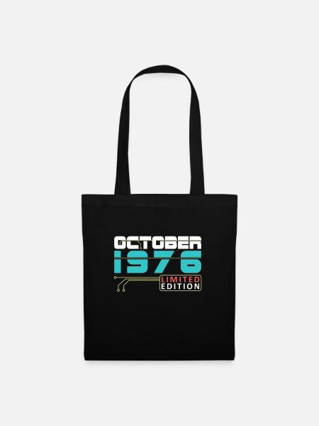 October 1976 - Geburtstag im Oktober - Stoffbeutel - Schwarz