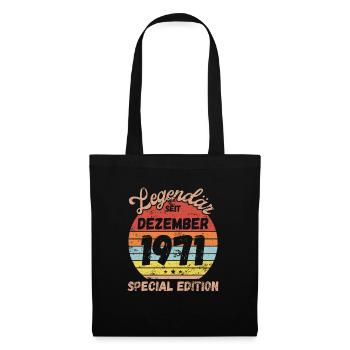 Dezember 1971 - Geburtstag im Dezember - Stoffbeutel - Schwarz - Vorne