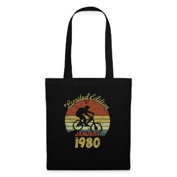 Anniversaire Vélo Vélo Janvier 1980 - Sac en tissu - noir - Devant