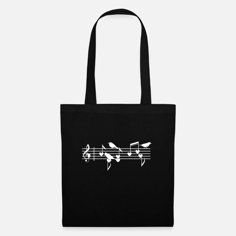 Musical Budgie & Music Notes for Bird Music Lovers - Stoffbeutel - Schwarz