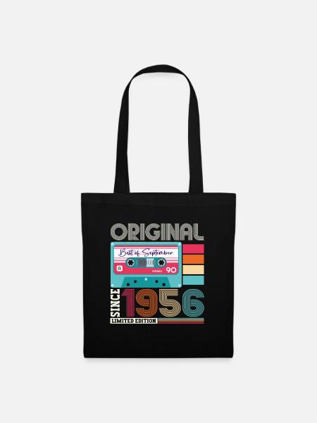 September Jahrgang 1956 66. Geburtstag Geschenk - Stoffbeutel - Schwarz