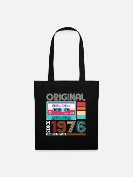 Oktober Jahrgang 1976 46. Geburtstag Geschenk Tape - Stoffbeutel - Schwarz