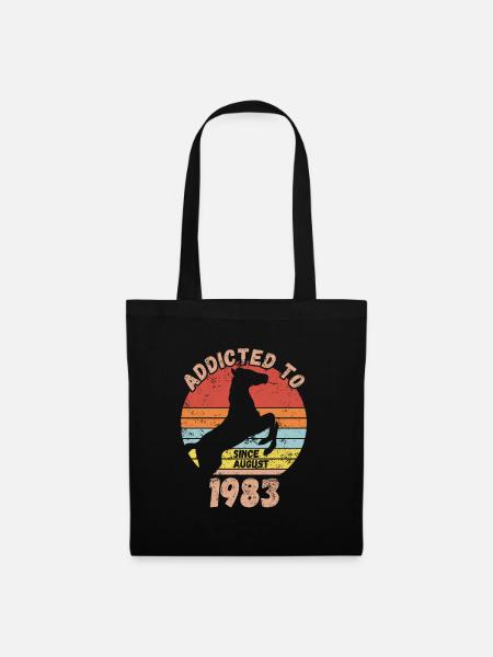 Geburtstag Pferde Reiten August 1983 - Stoffbeutel - Schwarz