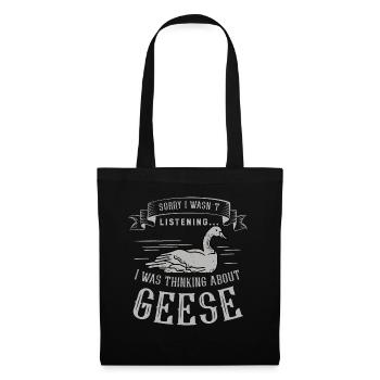 En pensant aux oies, jolies oies, oiseaux sauvages - Sac en tissu - noir - Devant