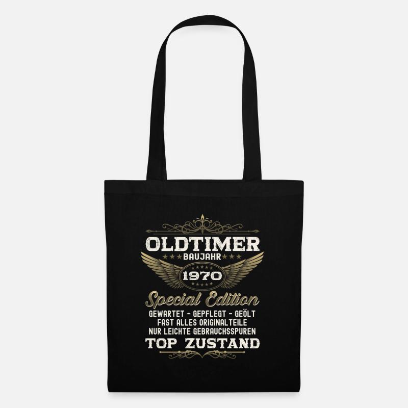 Oldtimer Jahrgang 1970 52. Geburtstag Geschenk fun - Stoffbeutel - Schwarz